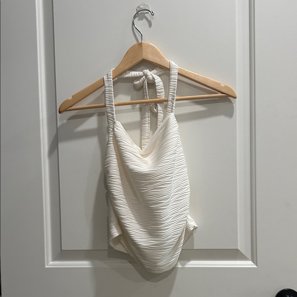 Textured Off-White Women’s Halter Top